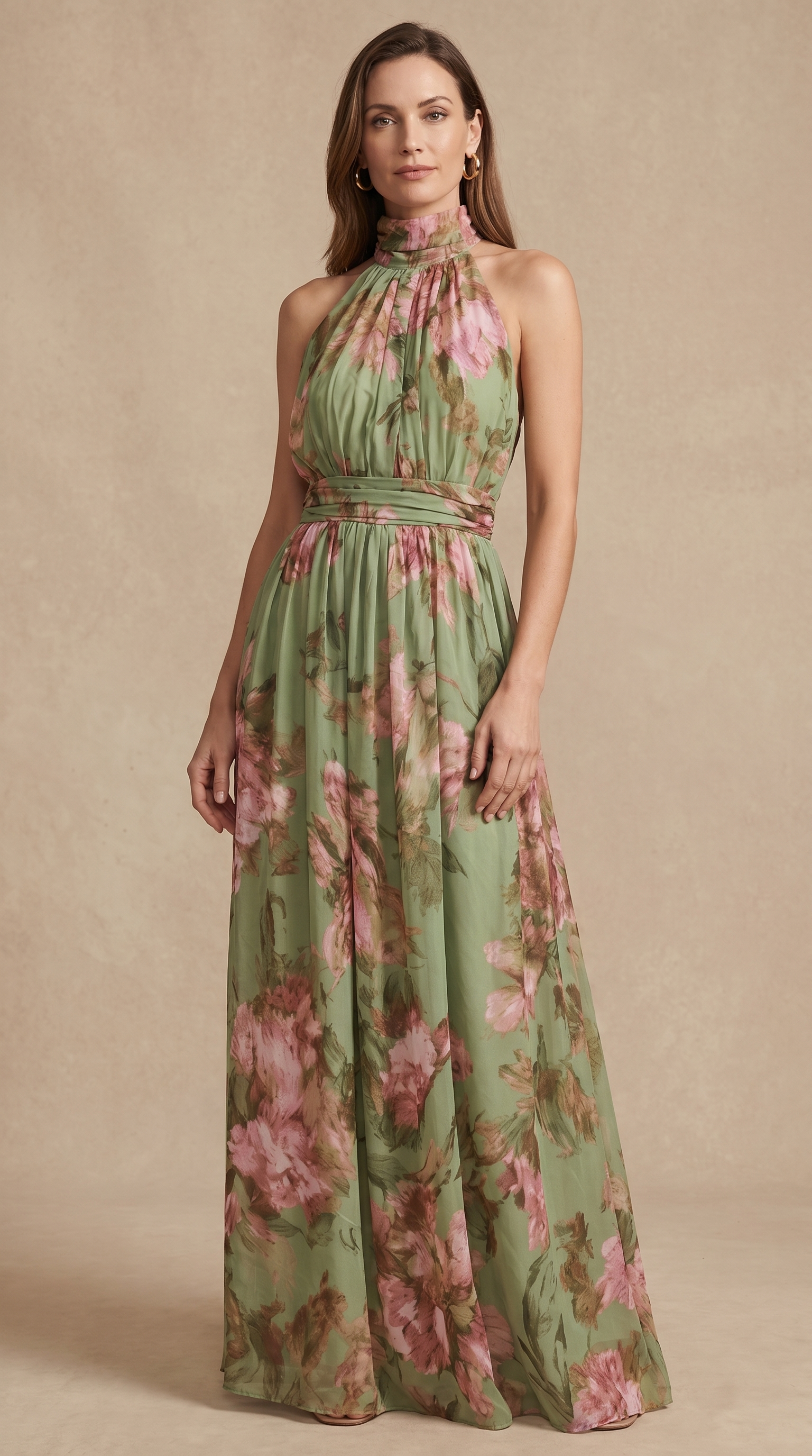 Valentina | Jurk met romantische bloemenprint en halterhals